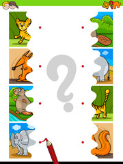 match jigsaw puzzles of cartoon wild animals