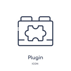 plugin icon from programming outline collection. Thin line plugin icon isolated on white background.