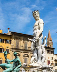 Fototapeta premium The Fountain of Neptune in a summer day in Florence, Italy