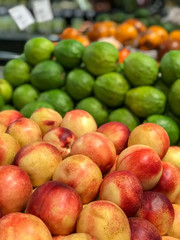 Nectarines and guavas in a fruit sale in Brazil