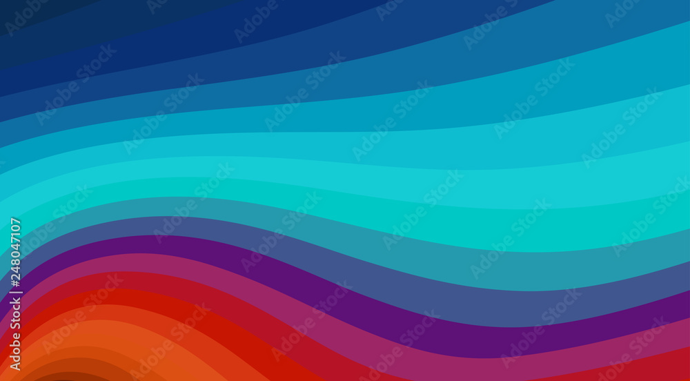 Fototapete striped background with color wavy lines. vector pattern