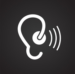 Deafness icon on black background for graphic and web design, Modern simple vector sign. Internet concept. Trendy symbol for website design web button or mobile app