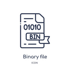 binary file icon from programming outline collection. Thin line binary file icon isolated on white background.