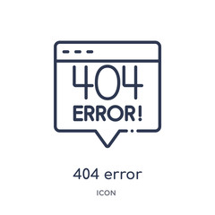 404 error icon from programming outline collection. Thin line 404 error icon isolated on white background.