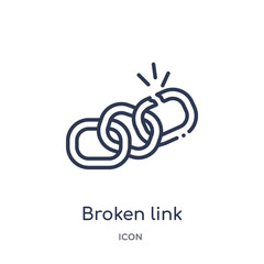 broken link icon from programming outline collection. Thin line broken link icon isolated on white background.