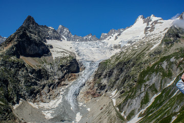 Lodowiec w Alpach. Tour de Mont Blanc. Alpy. Szwajcaria, Europa