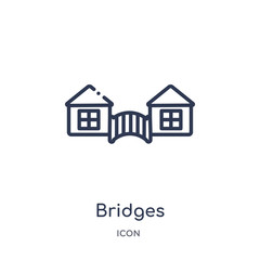 bridges icon from real estate outline collection. Thin line bridges icon isolated on white background.