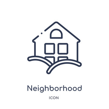 Neighborhood Icon From Real Estate Outline Collection. Thin Line Neighborhood Icon Isolated On White Background.