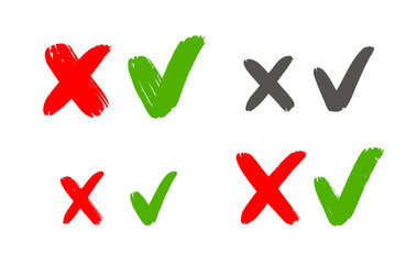 Check marks sign. Cross mark icon vector