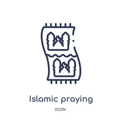 islamic praying carpet icon from religion outline collection. Thin line islamic praying carpet icon isolated on white background.
