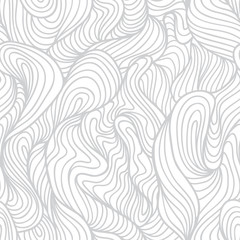 Seamless abstract white hand drawn pattern, waves background