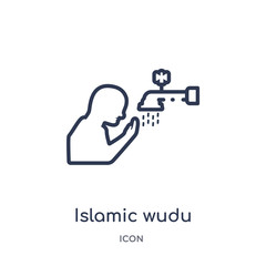 islamic wudu icon from religion outline collection. Thin line islamic wudu icon isolated on white background.