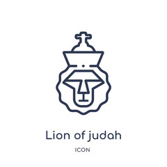 lion of judah icon from religion outline collection. Thin line lion of judah icon isolated on white background.