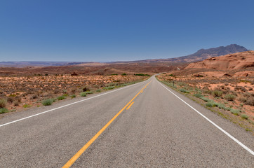 Fototapeta na wymiar scenic view of Utah desert and Mt. Holmes from UT-276 highway (Garfield County, Utah)