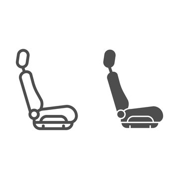 Car seat line and glyph icon. Car armchair vector illustration isolated on white. Car part outline style design, designed for web and app. Eps 10.