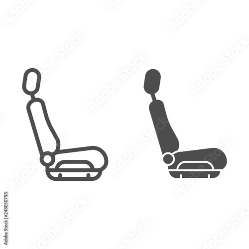 "Car seat line and glyph icon. Car armchair vector illustration