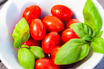 fresh cherry tomatoes and basil