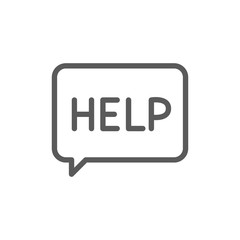 Message asking for help, faq line icon.