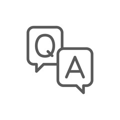 Chat cloud, question with answer sign line icon.