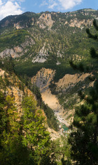 Fototapeta na wymiar Picturesque wooded mountains in the canyon of the river Tara, Montenegro