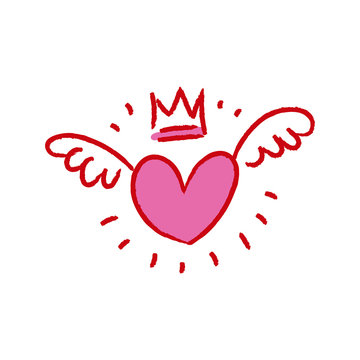 Heart with wings doodle