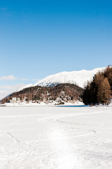 St. Moritz, St. Moritzersee, Oberengadin, Muottas Muragl, Winter, Wintersport, Winterwanderweg, Graubünden, Schweiz