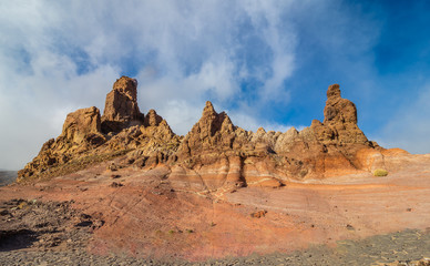 View of unique rock formation Roque Cinchado, Teide National Park, Tenerife, Canary Islands, Spain