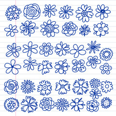 Vector set of colorful doodle flowers. Wedding ornament.