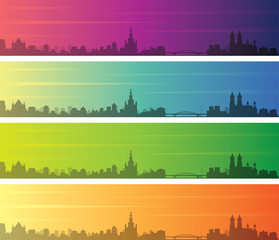 Poznan Multiple Color Gradient Skyline Banner