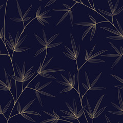 Bambusowy wzór bez szwu, świetny projekt dla każdego projektu. Bezszwowy kwiecisty wzór. Tekstury w stylu japońskim dla Twojej ilustracji botanicznych. Illutration wektorowe. - 248057580