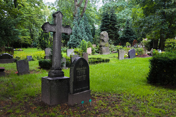graveyard or cemetery with cross in Berlin, Germany