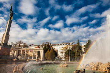 Monument to the heroes of the Red Army or Soviet War Memorial located at Schwarzenbergplatz in Vienna
