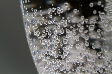 Air bubbles in the water close up
