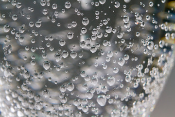 Air bubbles in the water close up