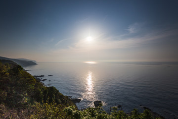 Sunset at Noto Hanto Peninsula coastline in Wajima Prefecture, Japan