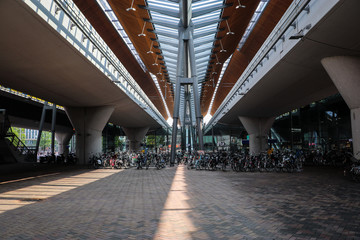 parking space or area for bikes under the bridges