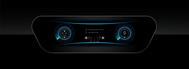 Fototapeta premium Car HUD Dashboard. Abstract virtual graphic touch user interface. Futuristic user interface HUD and Infographic elements.