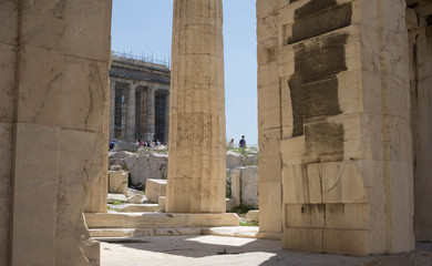 Fototapeta na wymiar Excavation Site at Akropolis in Athens