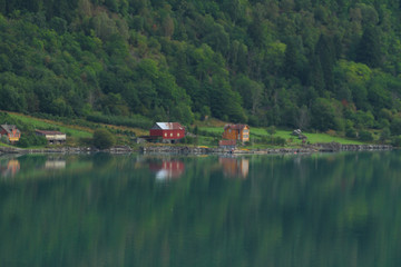 Fototapeta na wymiar Landscapes by the fjords at the fishing village of Skjolden - Norway