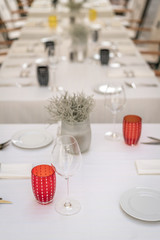 Restaurant table setup prior to service