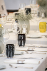 Restaurant table setup prior to service