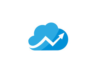 Technology connect with arrow across the clouds symbol for logo