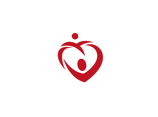 heart family  caring kids and baby for logo design