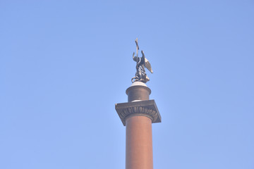 Alexander Column on blue sky background.