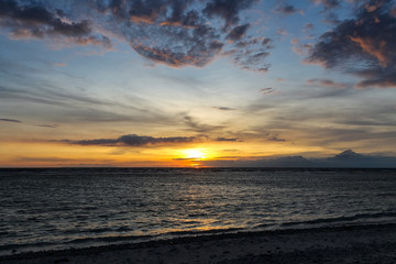 GILI TRAWANGAN, INDONESIA - December 02, 2013: Sunset  at the Beach of Gili Trawangan. The biggest of the three popular Islands near Lombok, Indoniesia.