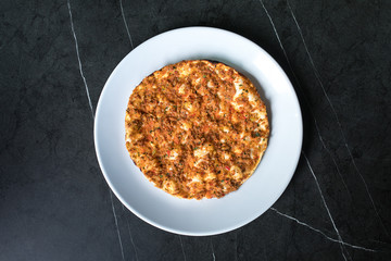 Traditional Turkish food Lahmacun. Also Known Turkish Pizza.
