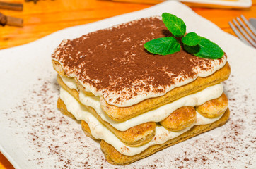 Tiramisu. Tiramisu Italian traditional dessert 