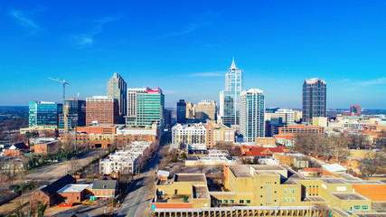 Downtown Raleigh, North Carolina, USA Drone Skyline Aerial View