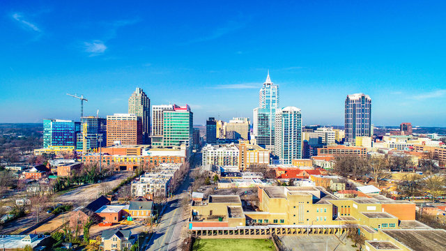 Downtown Raleigh, North Carolina, USA Drone Skyline Aerial
