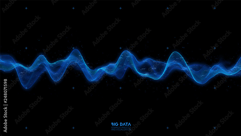 Aufkleber big data blue wave visualization. futuristic infographic. information aesthetic design. visual data 